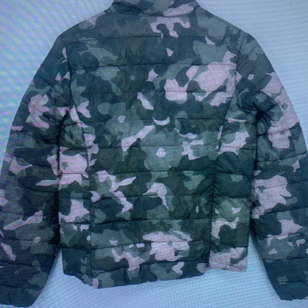 Kids Camo Puffer Jacket - Pink & Green